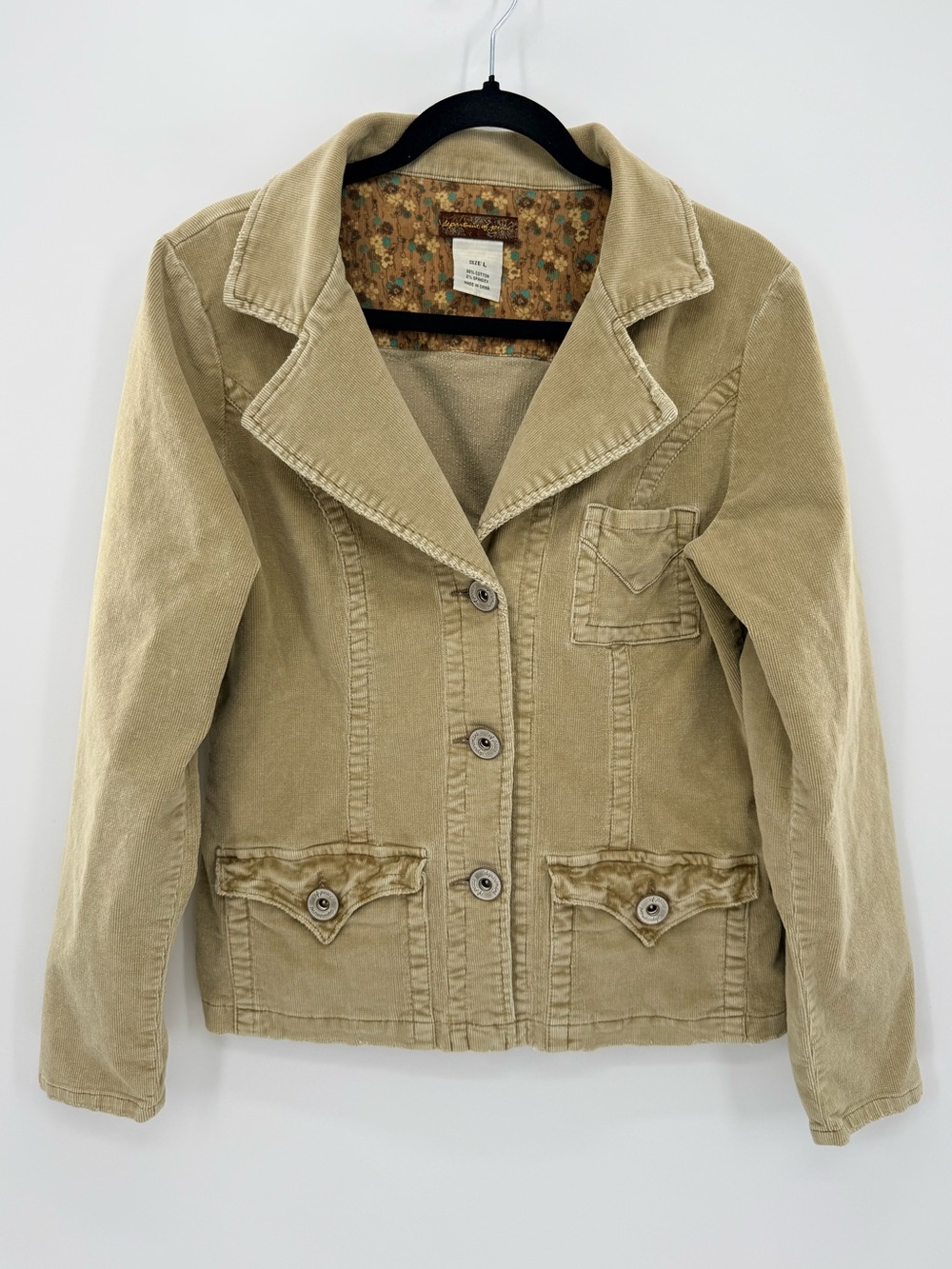 Department of Peace Corduroy Jacket L Tan Y2K Boho Western Utility - Picture 2 of 9